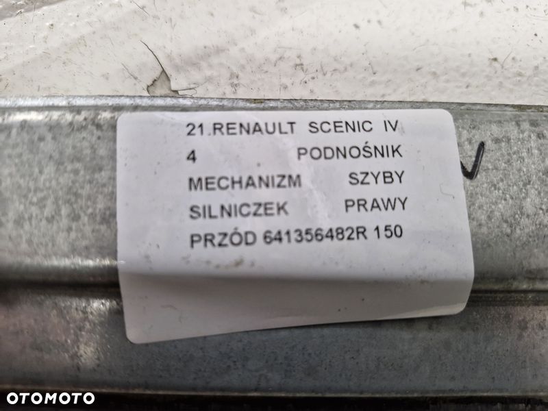 scenic 4 iv podnośnik mechanizm szyby prawy przód przedni silniczek 641356482r - 2