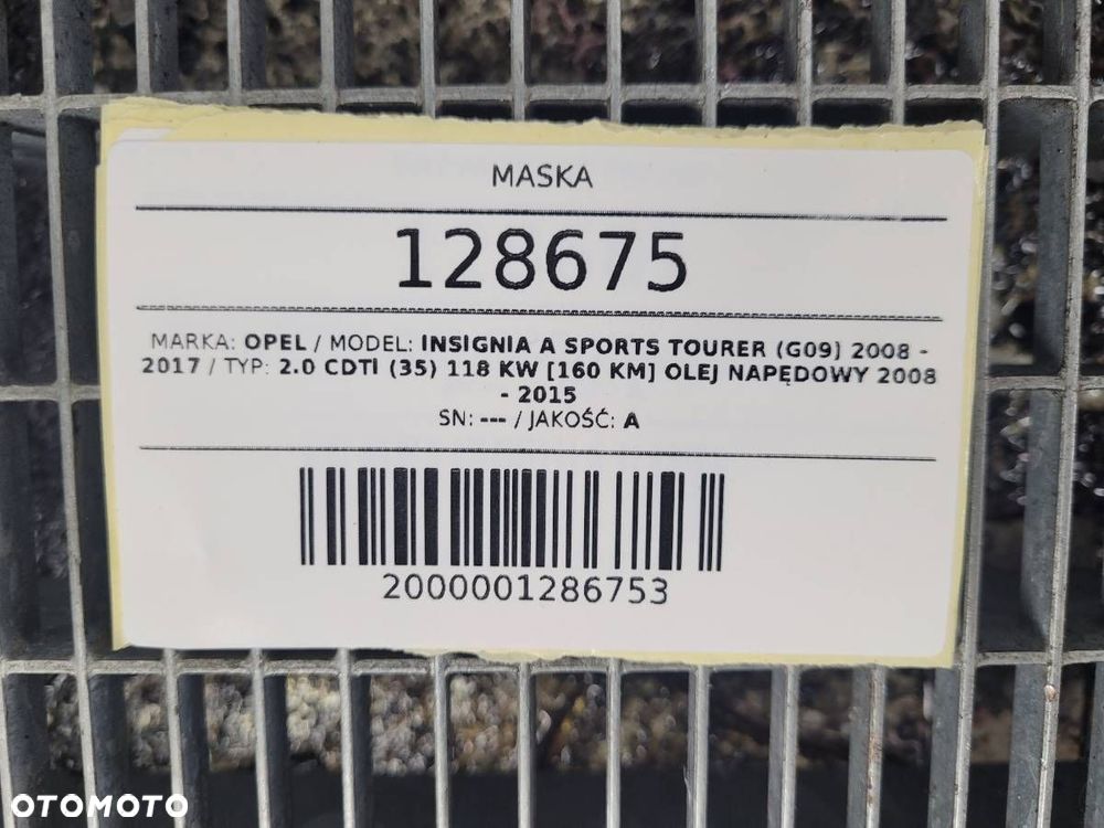 MASKA POKRYWA SILNIKA PRZÓD OPEL INSIGNIA A 177GAL - 14