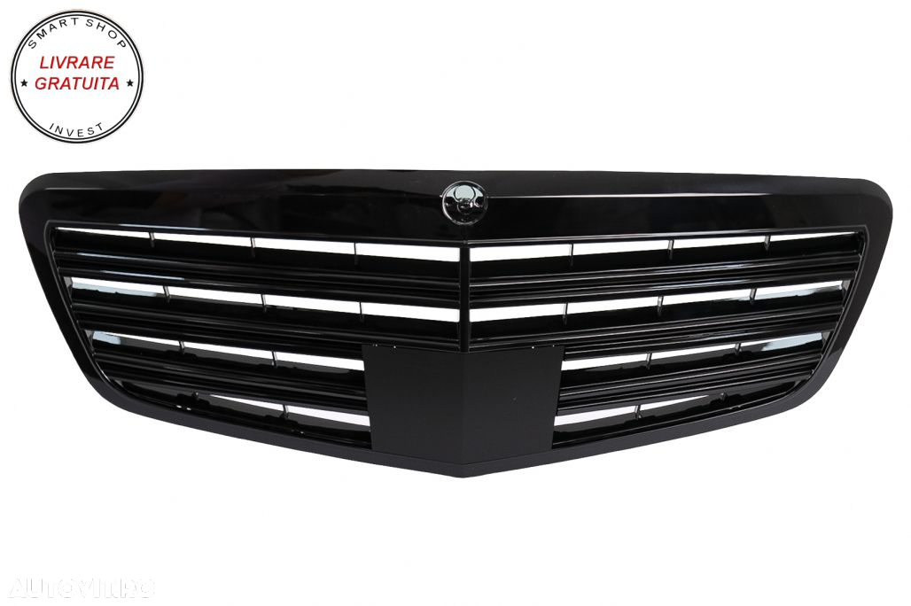 Bara Fata Mercedes S-Class W221 (2005-2012) S63 S65 Design cu Grila Centrala Negru- livrare gratuita - 7
