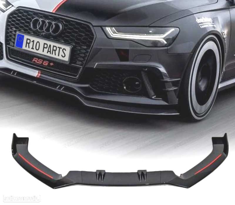 SPOILER LIP FRONTAL AUDI A6 LOOK RS6 16-18 PRETO - 1
