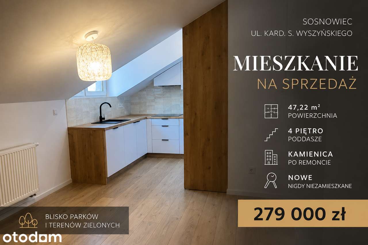 Nowe, designersko wykończone mieszkanie w centrum Sosnowca 47,22 m²