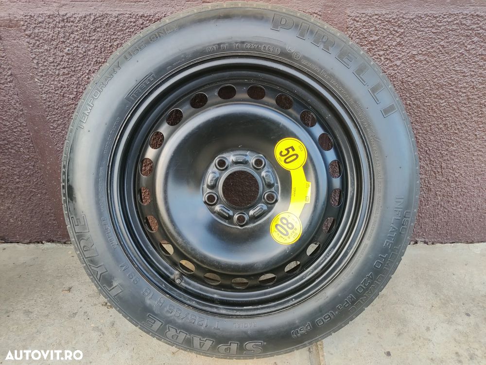 Roata de rezerva slim / ingusta 16'' 5x108 Volvo V40 S40 V50 C30 C70 S60 V60 S80 V70 Renault Peugeot Ford cauciuc 125/85 R16 30683913 / 31317720 - 1
