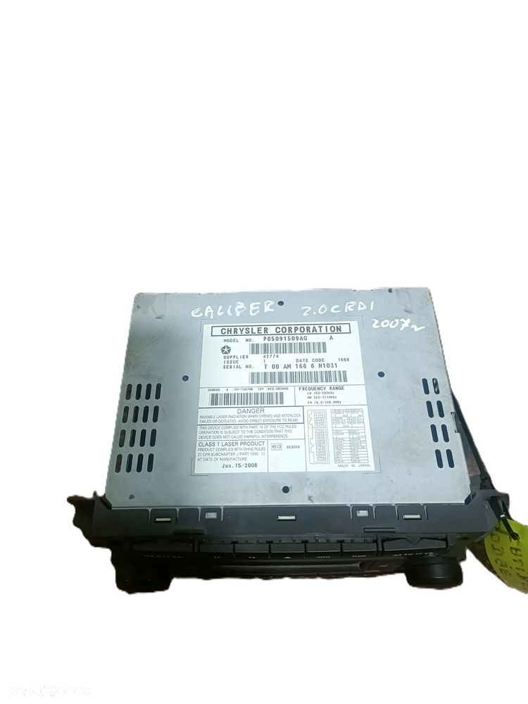 DODGE CALIBER 06-11 2,0 CRD radioodtwarzacz radioodbiornik radio  P05091509AG * - 2
