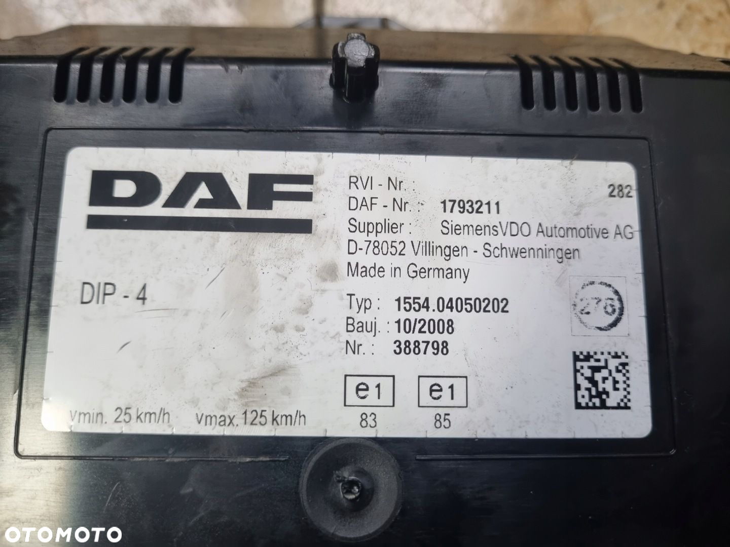 ZEGARY LICZNIKI LICZNIK TABLICA ZEGARÓW DAF 105 XF 85 CF 1793211 - 2