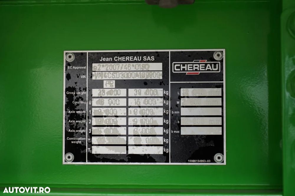 Chereau REFRIGERAT / THERMO KING SLXE 400 / AXĂ RIDICATĂ / DHOLLANDIA LIFT 3.000 KG / OBLOANĂ ELECTRICĂ / SAF - 30