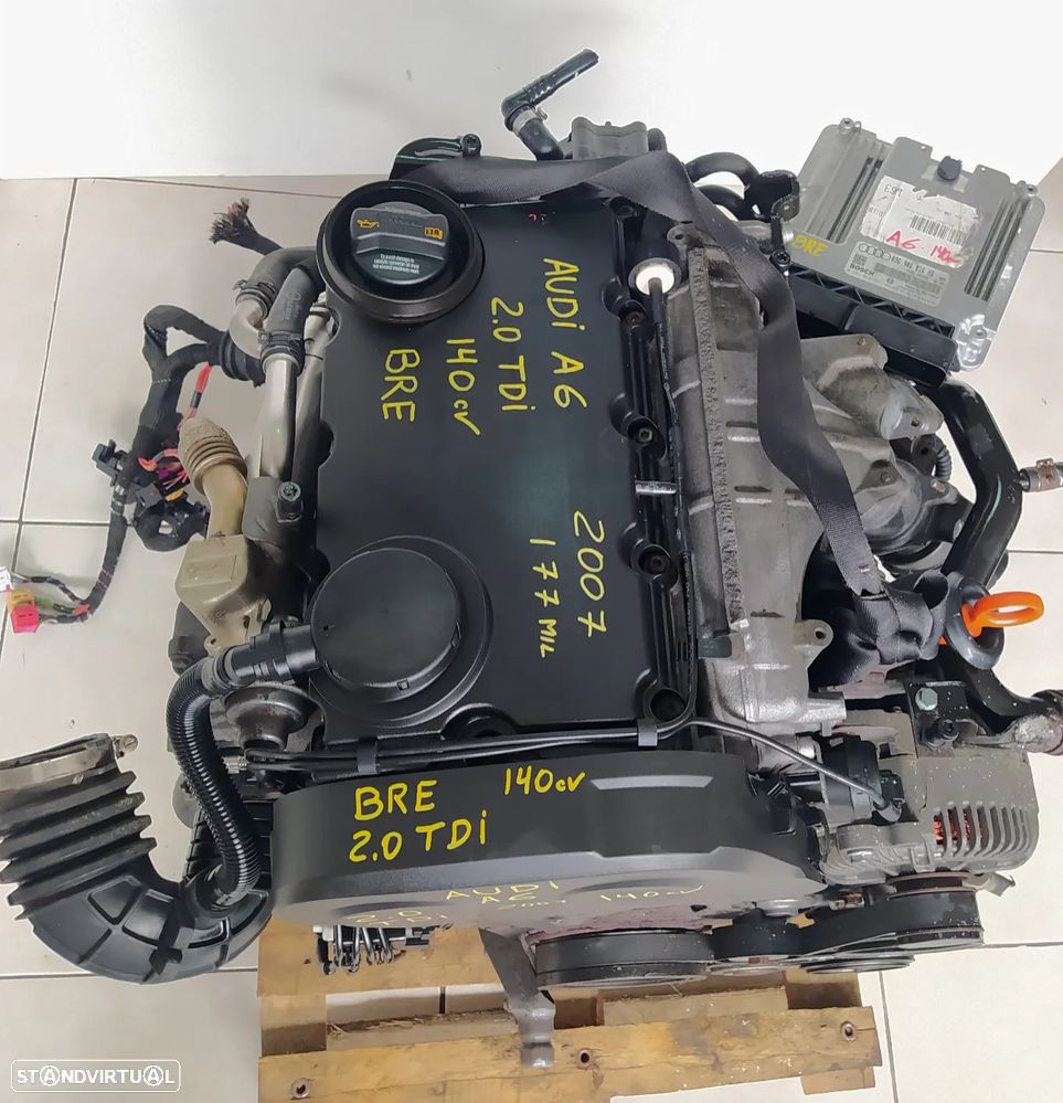 Motor audi A6 2.0TDI 140cv BRE - A6 C6 - caixa 6 velocidades GYX ano 2007 - 2