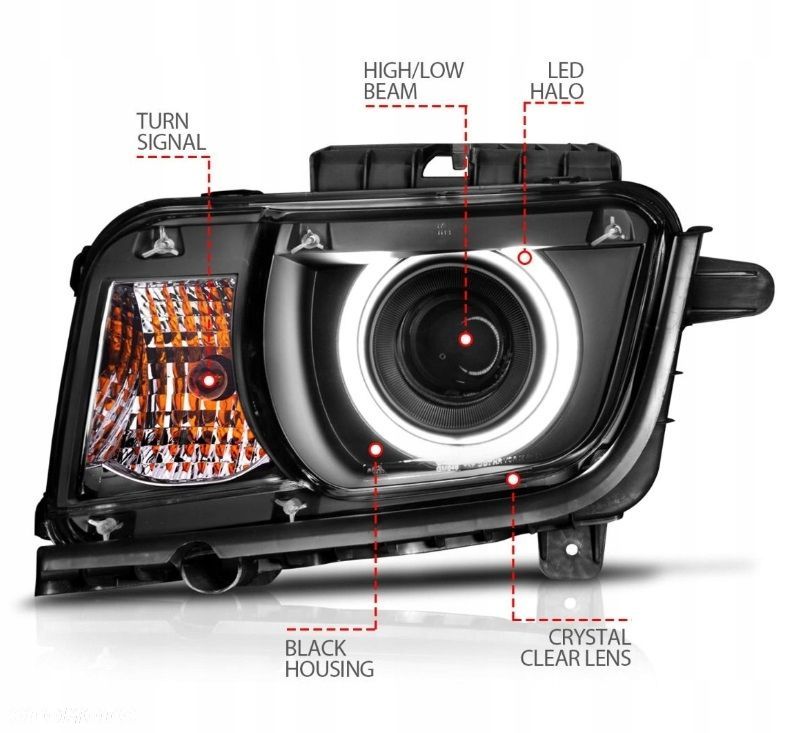Reflektor Lampa kpl Diody Soczewka Clear Black Chevrolet Camaro V 5 09-13 - 4