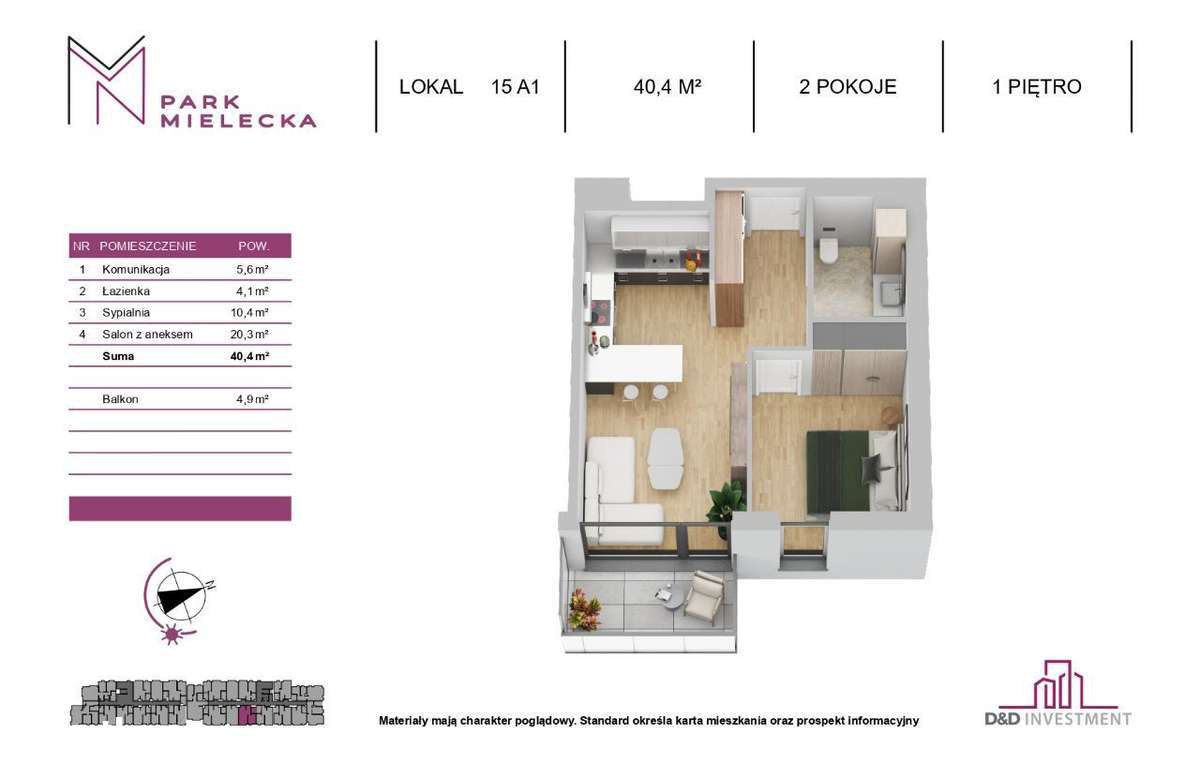 *** 2 pokoje+ Balkon 40m2, PARK MIELECKA ***