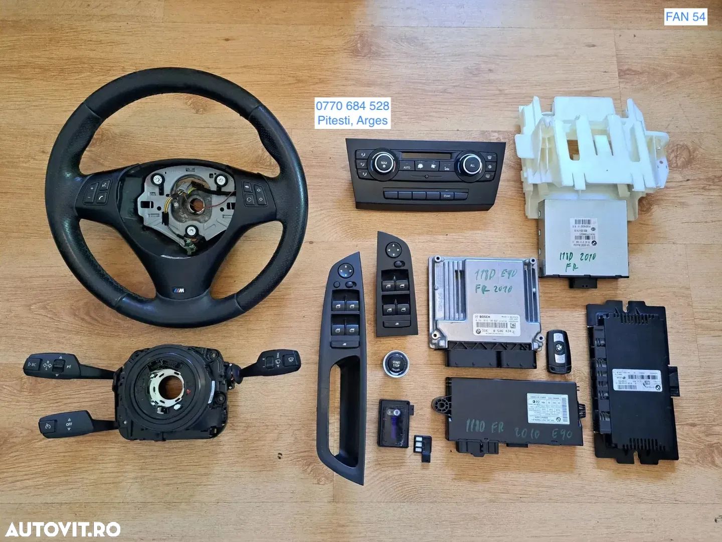 BMW seria 3 E90 volan sport pachet M SZL panou butoane geamuri oglinzi electrice butoane control clima Set Kit Pornire senzor ploaie condens buton start stop modul FRM II - 1
