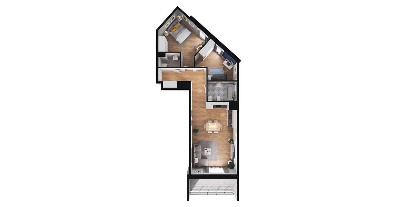 3-pokojowe mieszkanie 68m2 + balkon - Pełny obrazek: 2/23