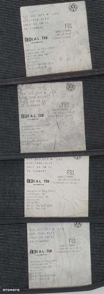 DYWANIKI CHODNICZKI WELUROWE VW GOLF IV 1J1863011M KOMPLET - 6