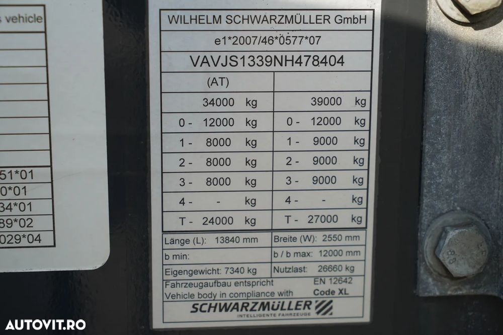 Schwarzmuller / SEMIREMORCĂ / STANDARD / CUTIE PENTRU PALETI / BPW / MODEL 2022 / - 29