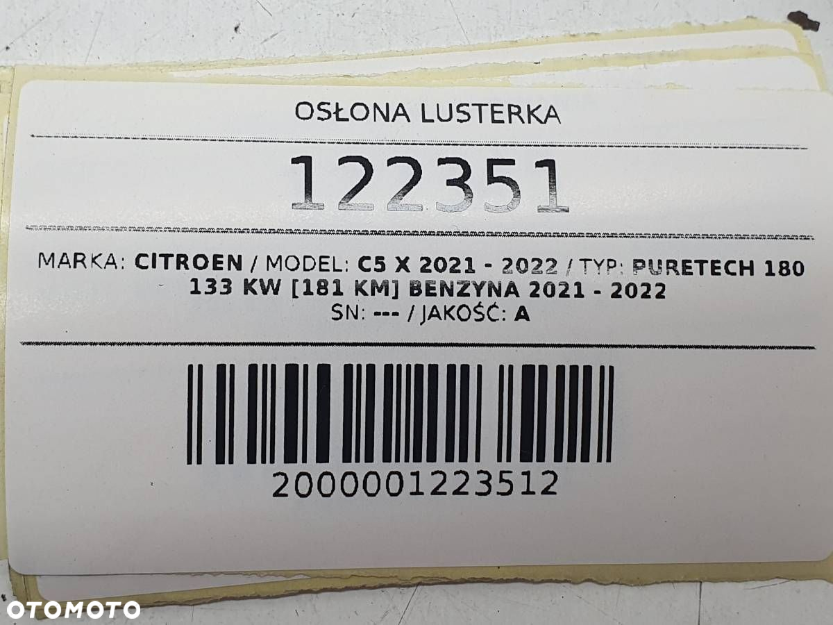 OBUDOWA OSŁONA LUSTERKA WSTECZNEGO CITROEN C5 X 9835072880 - 7