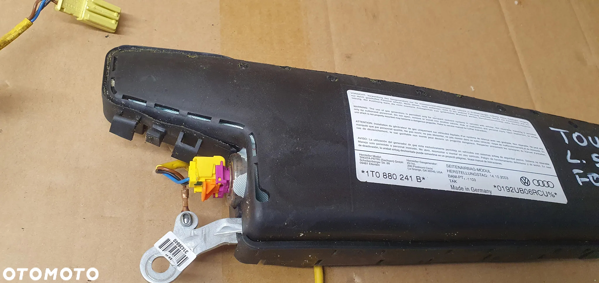 Poduszka fotela kierowcy lewa AIRBAG VW Touran 1T0880241B - 2