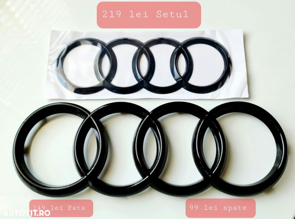 Emblema-Sigla-Logo-Cercuri-Negre-Audi-A4-A5-A6-A7-A8-Q3-Q5-Q7-Quattro - 1