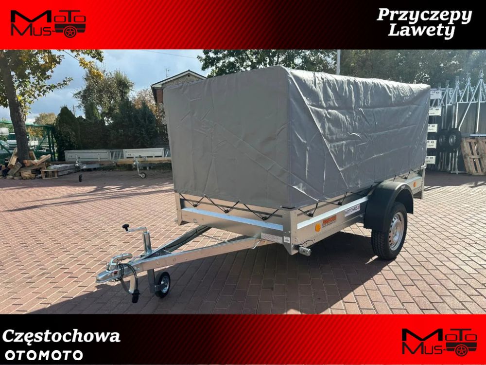 Neptun Przyczepa Neptun N7-263 PTW + stelaż i plandeka H80 cm 1 osiowa DMC 750kg HIT CENOWY - 1