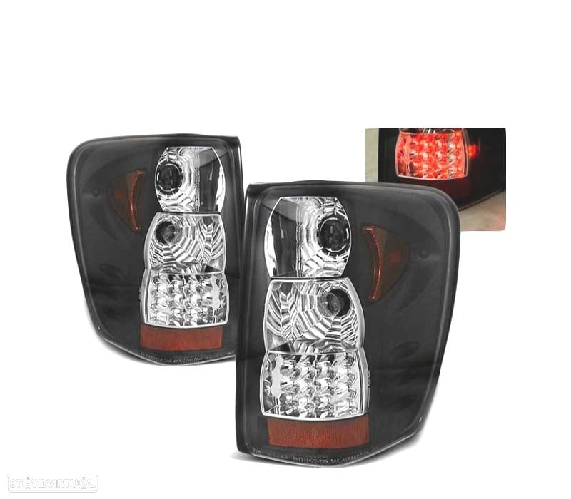 FAROLINS TRASEIROS LED JEEP GRAND CHEROKEE 99-05 PRETO - 1
