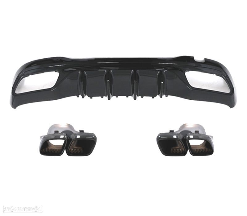 DIFUSOR MERCEDES W206 AMG 21- LOOK C63 + PONTEIRAS DE ESCAPE PRETAS PLASTICO ABS - 2