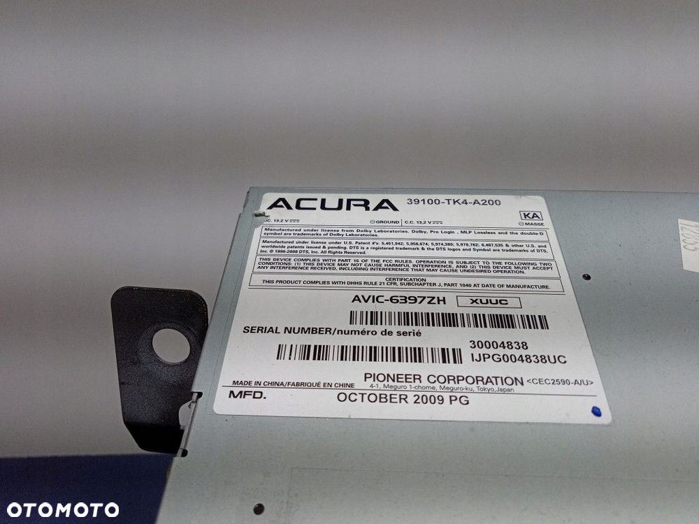 ACURA TL IV RADIO PANEL KLIMATYZACJI 39100-TK4-A200 - 2