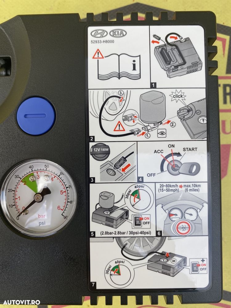 Compresor auto umflat roti original Hyundai Kia 12V 120W 10A OEM - 3