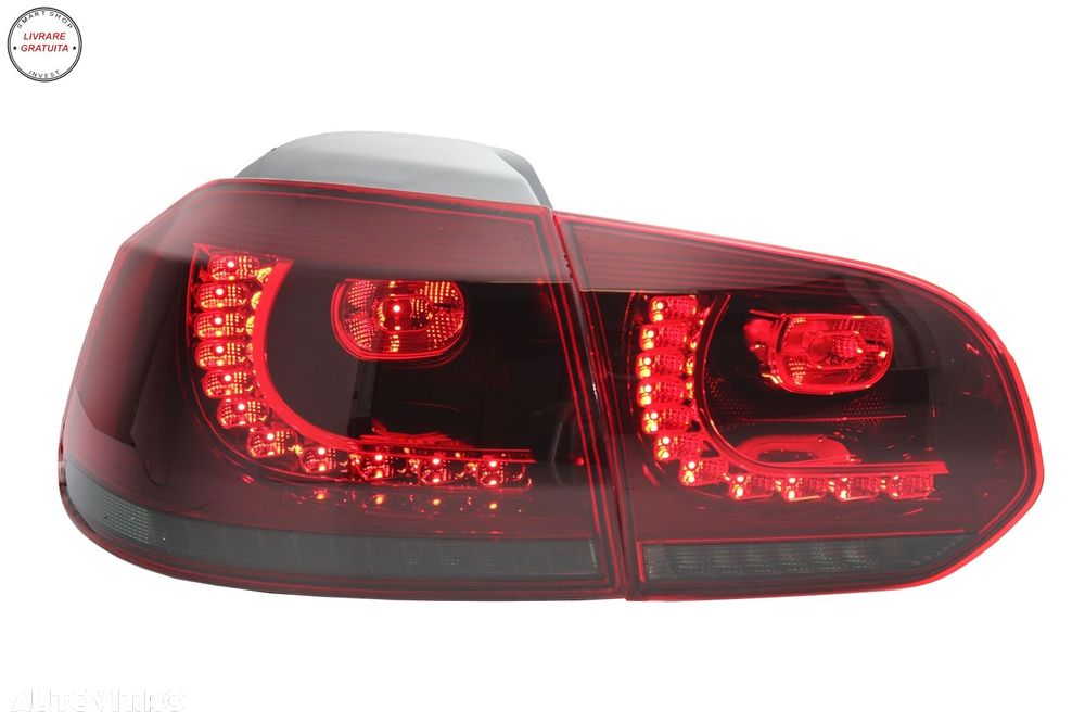 Stopuri Full LED VW Golf 6 VI (2008-2013) R20 Design Rosu Fumuriu cu Semnal Dinami- livrare gratuita - 6