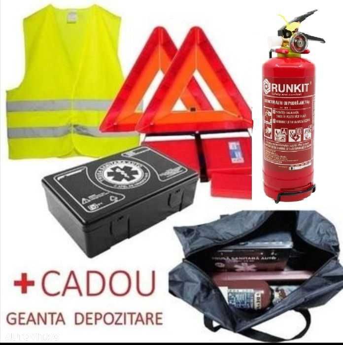 Kit siguranta auto rutiera Trusa Medicala,2x Triunghiuri,Stingator - 1