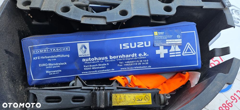 Renault Twingo 2 II Zestaw naprawczy Lewarek Klucz do kół Kompresor do opon Sprężarka powietrza Zestaw naprawczy do zmiany koła - 3
