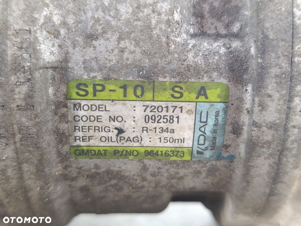 POMPA, SPRĘŻARKA KLIMATYZACJI CHEVROLET AVEO T250 96416373 SP-10  DAC 1.2 - 2