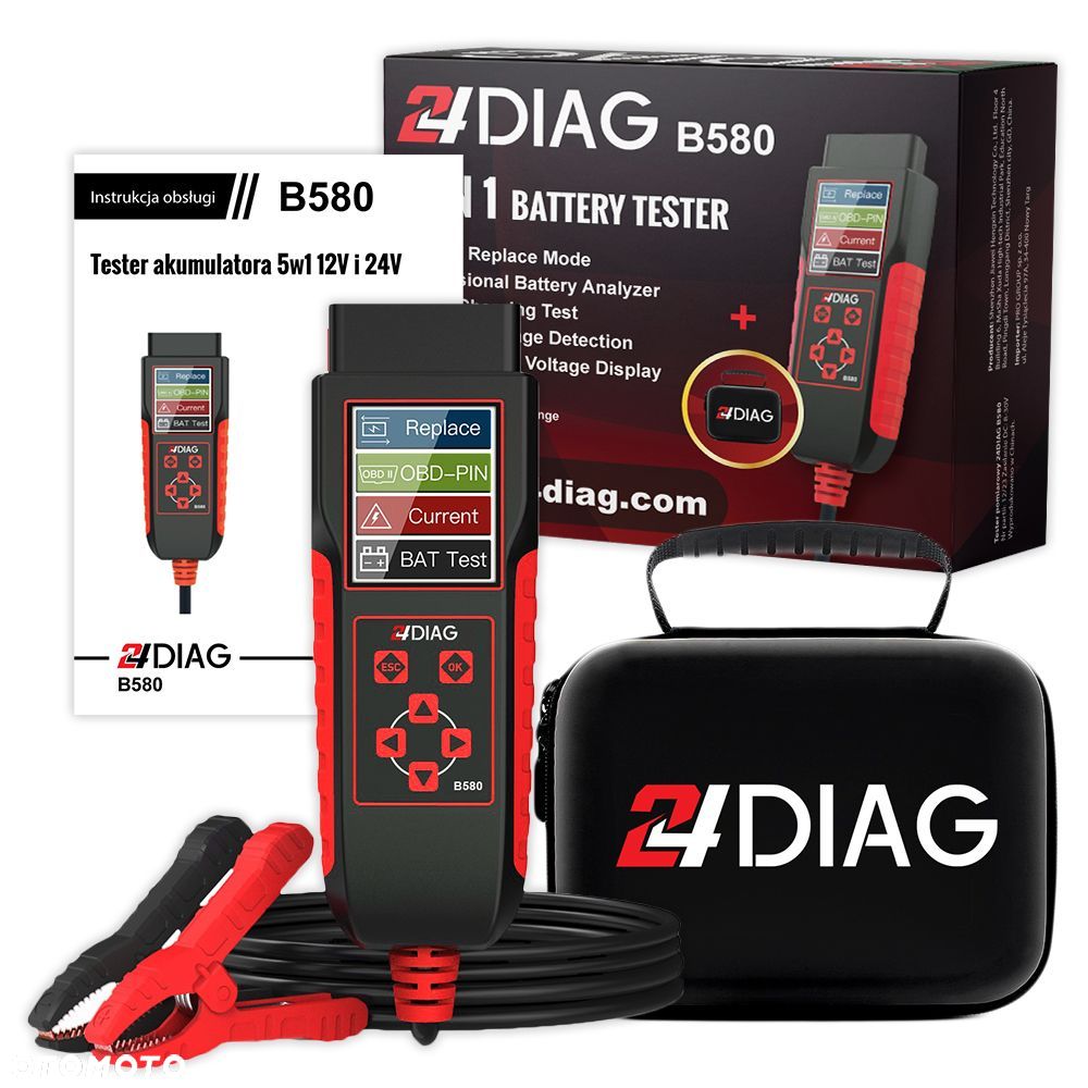 24DIAG B580 TESTER AKUMULATORA 12V ANTY-RESET PODTRZYMANIE ECU NAPIĘCIA - 1
