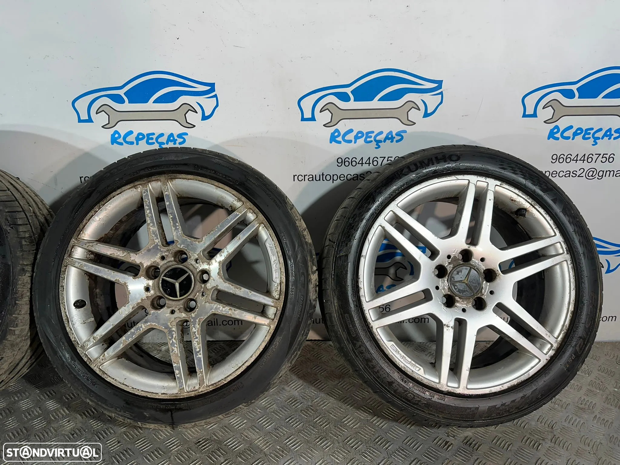 .Conjunto Jantes 17 AMG Originais Mercedes Benz 5x112 7.5J 8.5J ET47 ET58 A2044014502 A2044014602 - 4