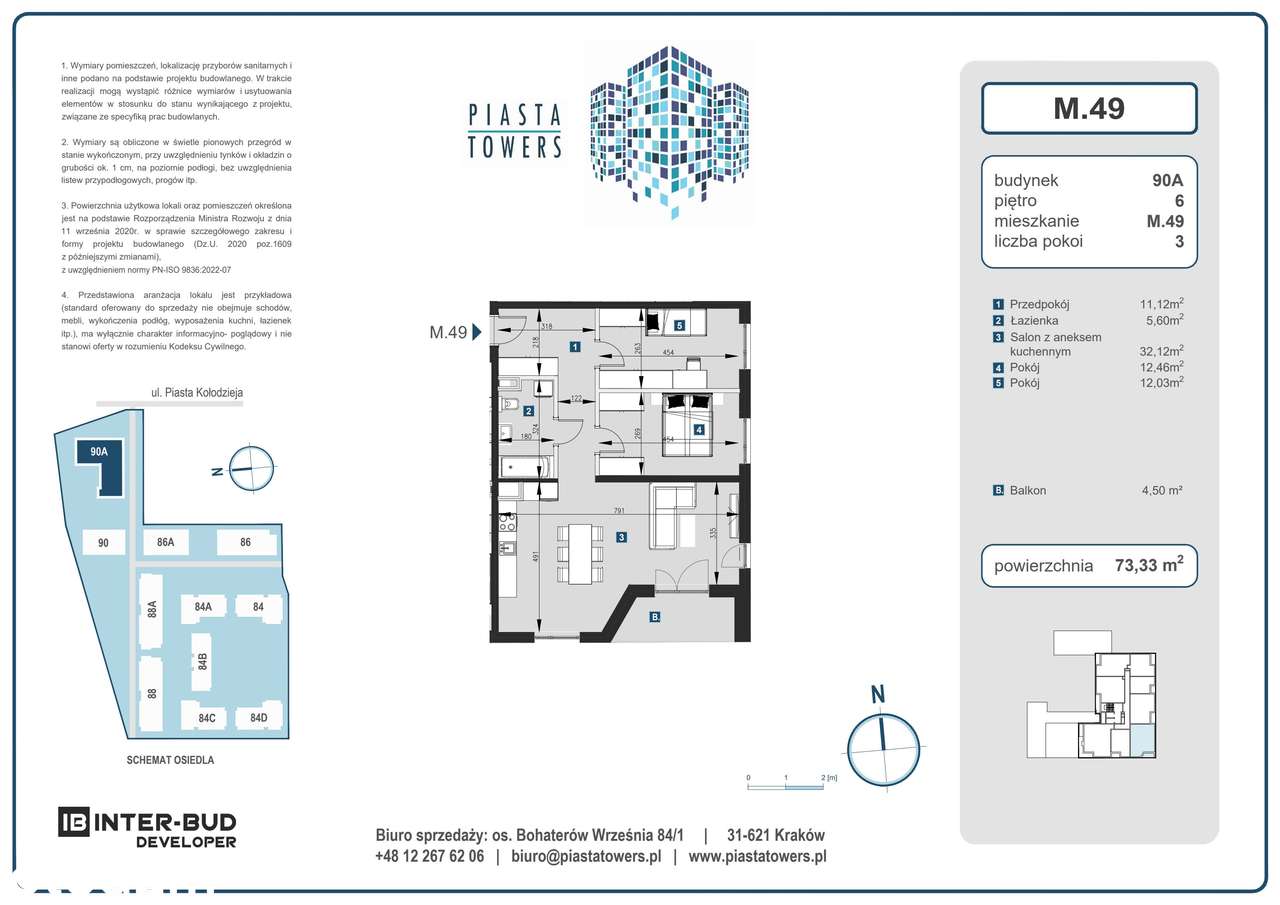 3-pokojowe mieszkanie 73m2 + balkon Bez Prowizji