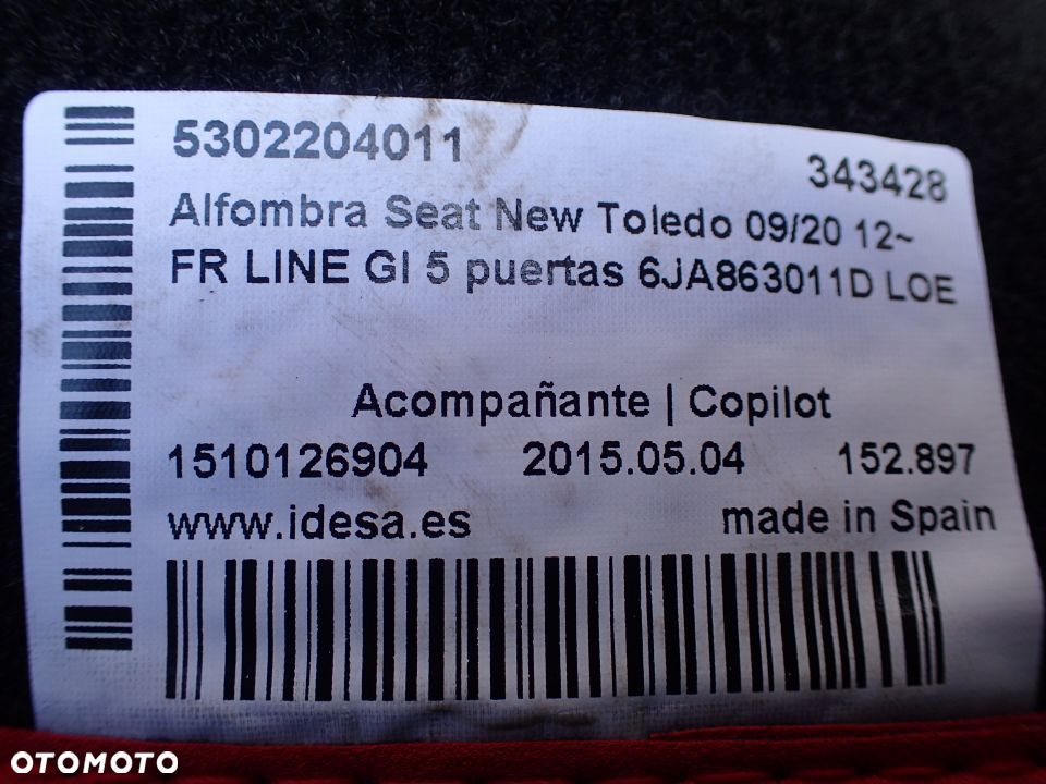 DYWANIKI SEAT TOLEDO IV 6JA863011D RADOM - 4