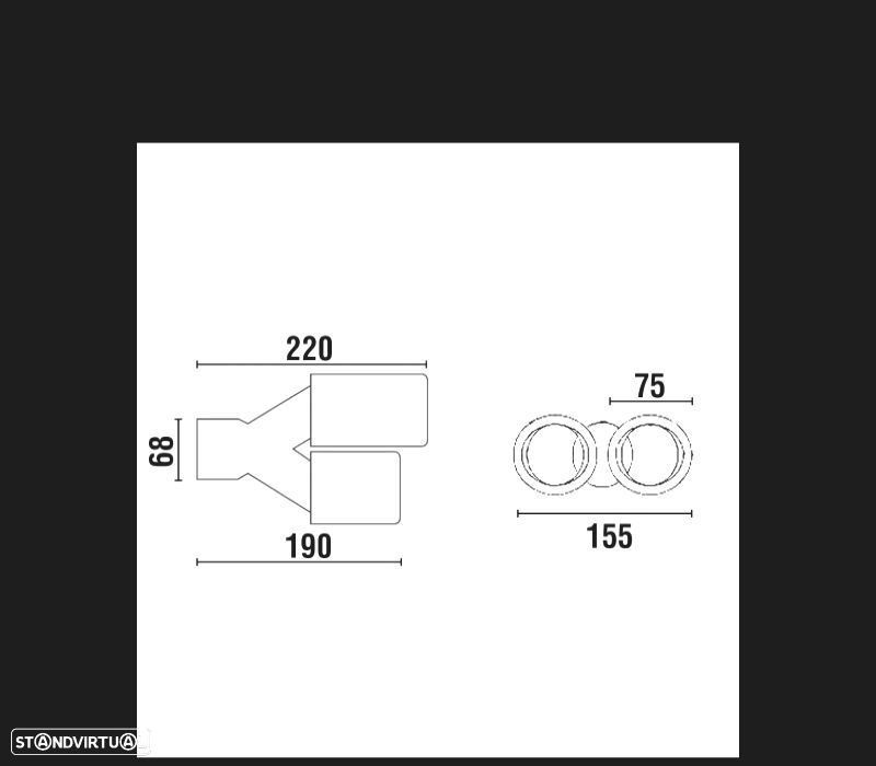 PONTEIRA DE ESCAPE DUPLA INOX REDONDA - 2