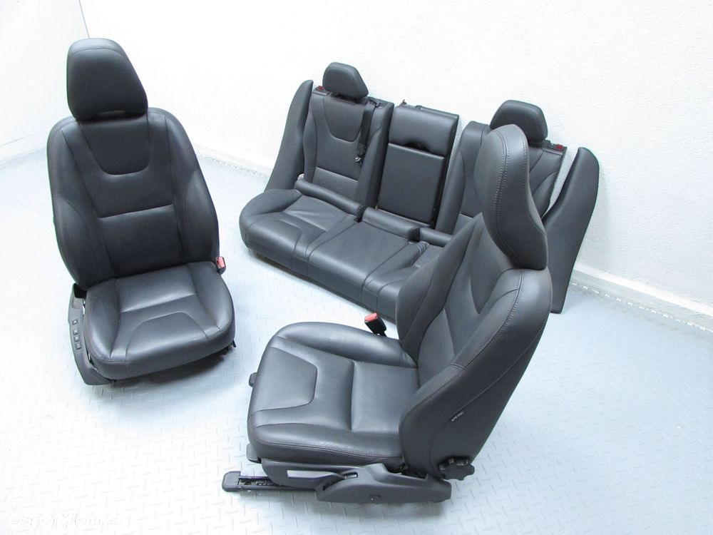 VOLVO V60 CROSS COUNTRY LIFT 13-17 FOTELE KANAPA SIEDZENIA GRZANE SKORA CZARNA KPL - 4
