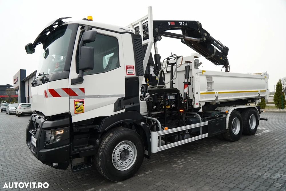 Renault C 430 / 6x4 / BASCUNĂ CU DOUĂ LATE / BASCUNĂ HIDRAULICĂ + HIAB 211 EP-3 HDS / EURO 6 / RADIOCOMANDĂ / ROTATOARE / CUPĂ - 14