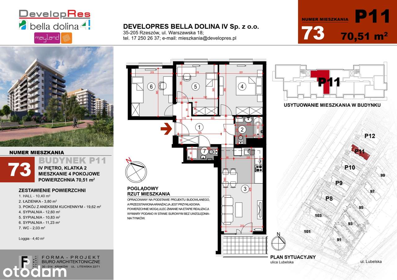 Przestronne 4 pokoje | 70,51m2 | P11-73