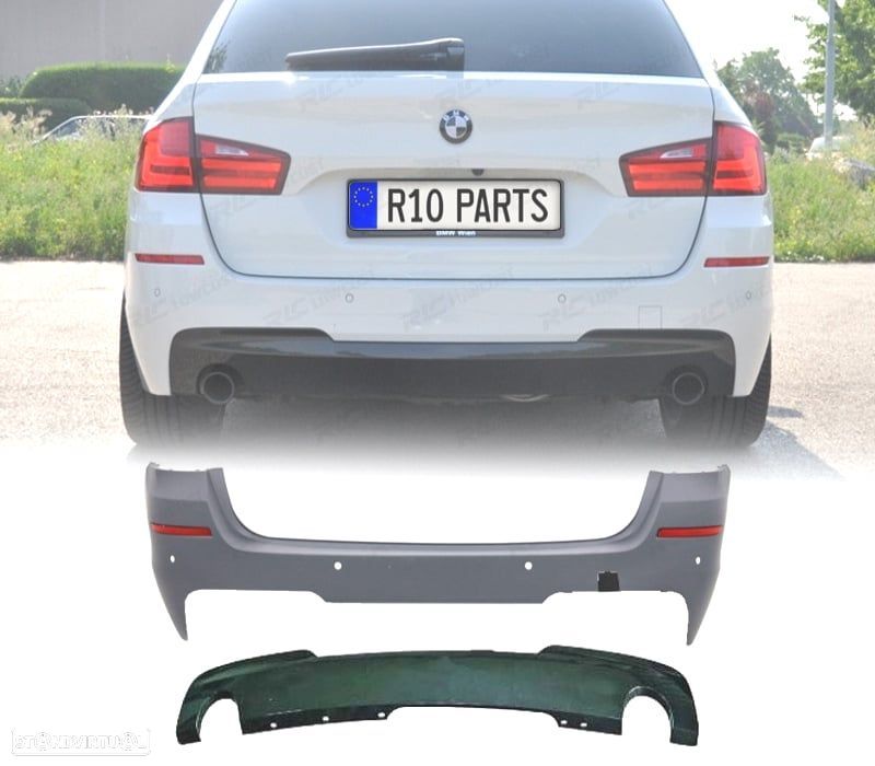 PARA-CHOQUES TRASEIRO BMW F11 TOURING LOOK M PDC DUPLA SAÍDA - 1