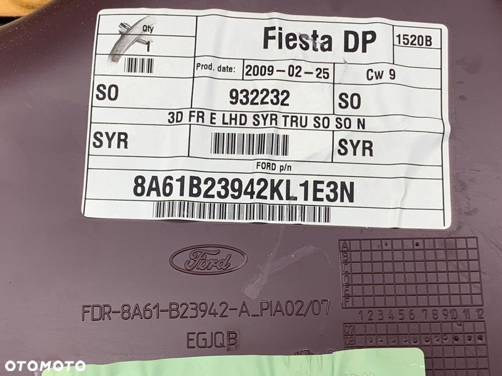 BOCZEK DRZWI PRZÓD PRAWY TAPICERKA - 79.00 PLN - FORD FIESTA VI (CB1, CCN) 2008 - 2022 1.4 71 kW - 5