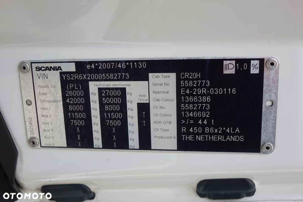 Scania R450 B6x2*4LA/ TANDEM / ZESTAW PRZESTRZENNY 120m3 / PRZEJAZDOWY / FIRANKA / E6 / AUTOMAT / RETARDER / OŚ PODNOSZONA SKRĘTNA - 30