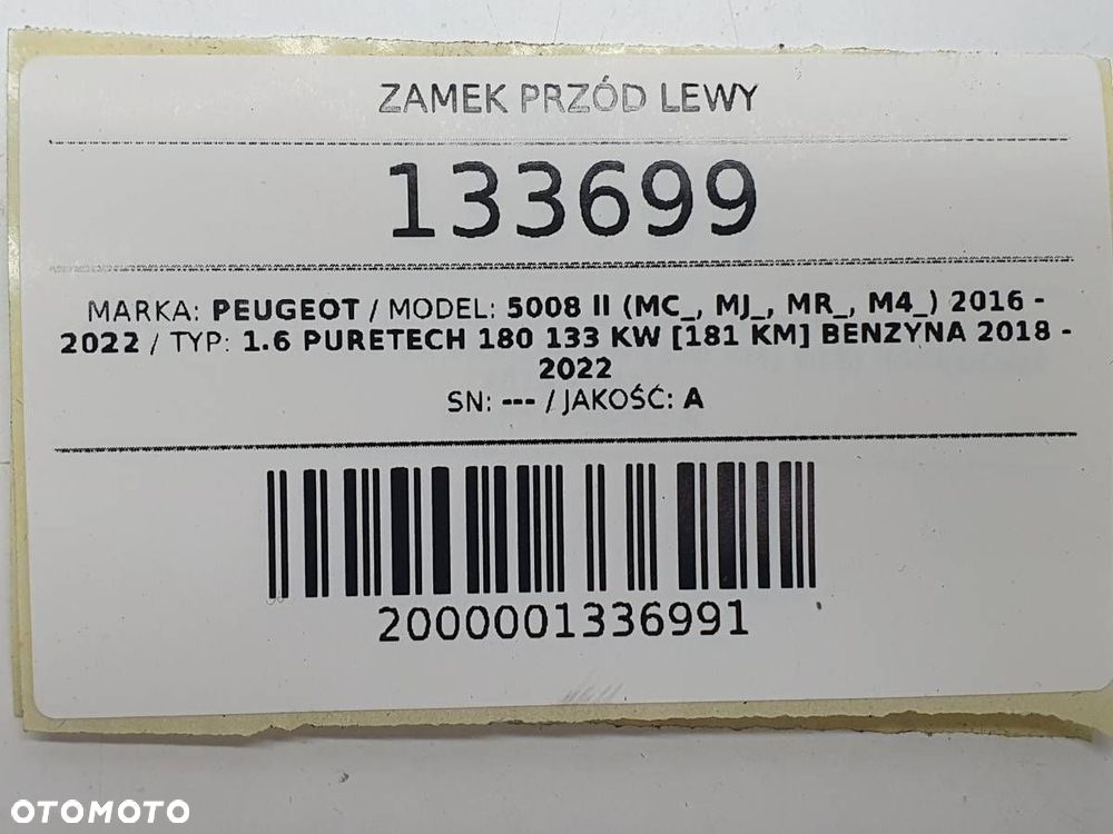 ZAMEK DRZWI PRZÓD LEWY PSA 104238  PEUGEOT 5008 II 2019 EUROPA - 7