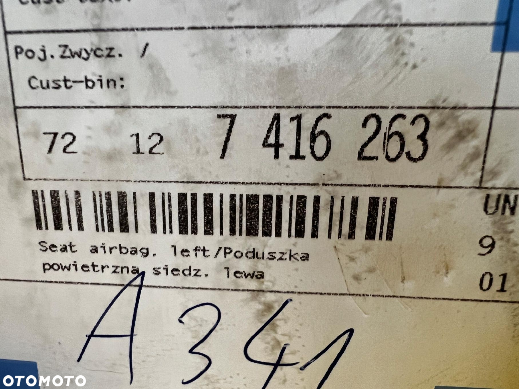 AIRBAG PODUSZKA FOTELA PRZÓD LEWY LEWA BMW X3 G01 X4 G02 NOWY OEM - 6