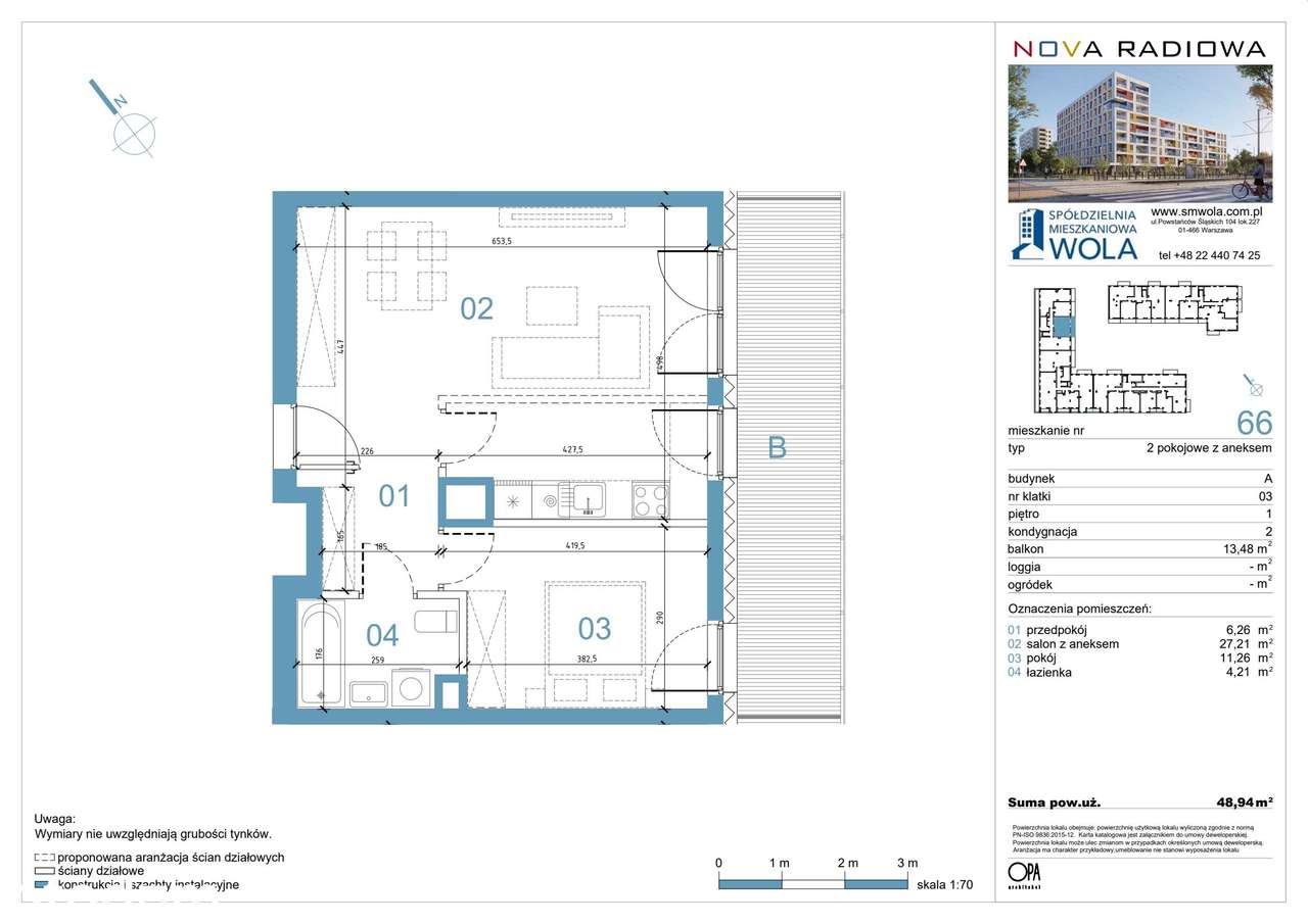 2-pokojowe mieszkanie 48m2 + balkon Bezpośrednio - Pełny obrazek: 2/9