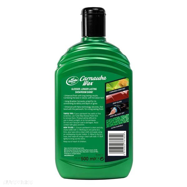 Ceara auto Turtle Max Metallic wax 500ml pentru vopsele metalizate, Carnauba Car Max - 2