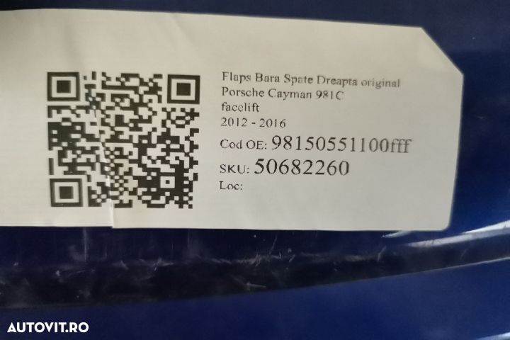 Flaps Bara Spate Dreapta original Porsche Cayman 981C (facelift) 2012 - 7