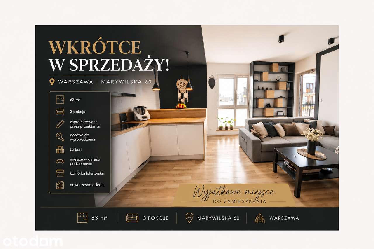 63 m² | 3 pokoje | Marywilska 60 | do zamieszkania