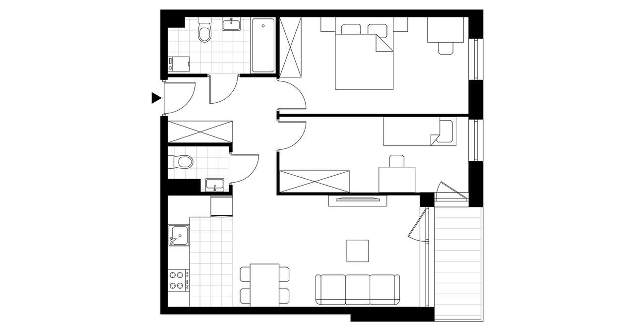 3-pokojowe mieszkanie 58m2 + loggia Bezpośrednio - Pełny obrazek: 4/9