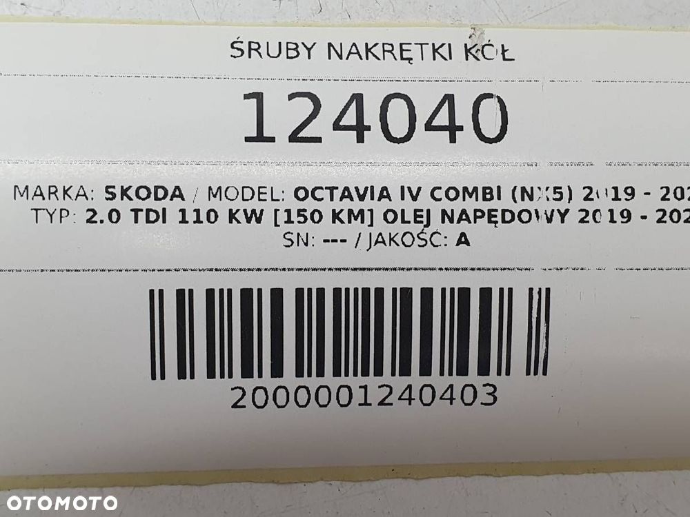 ŚRUBY SZPILKI NAKRĘTKI KÓŁ KOMPLET M14X1.5 SKODA OCTAVIA IV - 5