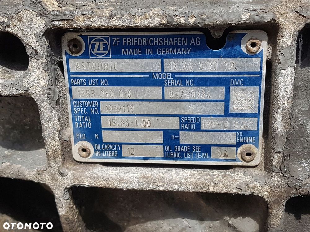 SKRZYNIA BIEGÓW AUTOMAT DAF XF 106 , CF EURO 6 12 AS 2130 TD 15,86-1,00 - 5