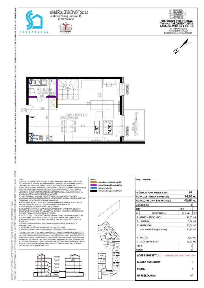 Dwupoziomowe mieszkanie 2 pokoje - 74,20 m2