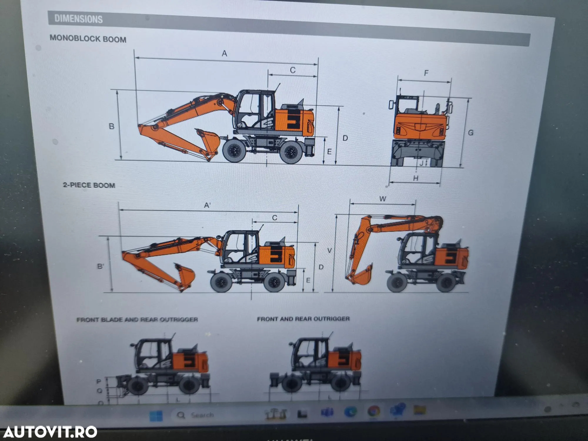 Hitachi PE ROTI, 16,5tone, 3 BRATE, 7.432h, CALE si lama nivelare, Inst picon, a doua instalatie hidr pe brate, AC, camera spate, cupa 1,2m, Ad sapare 6m, ridica  7t la 9m, hidraulica HITACHI, promotie 69.900 EUR+Tva-Posibilitate inchiriere. - 36